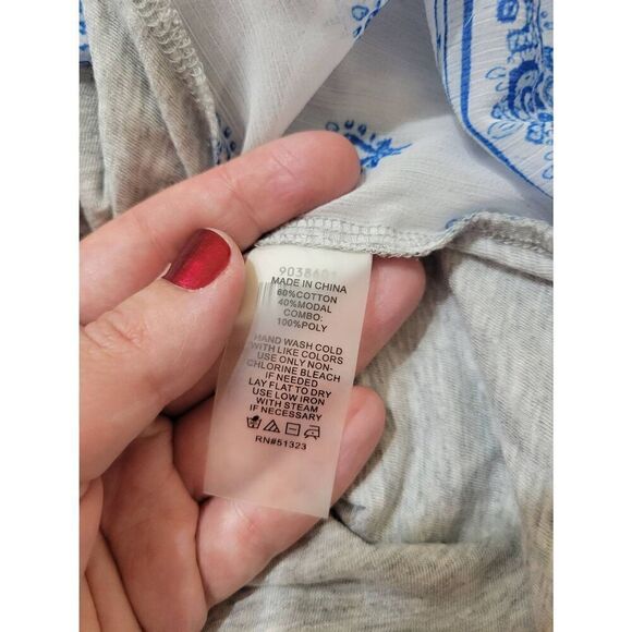 Vince Camuto Mixed Media Sheer Side Tie Blouse Size L - Picture 5 of 6